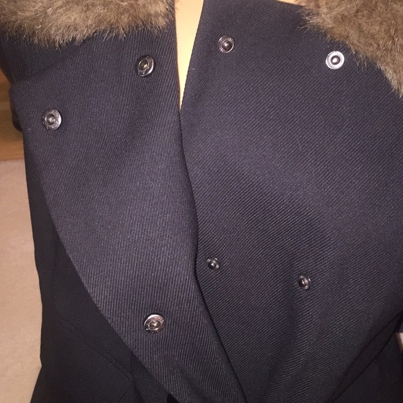 ❄️NWOT Banana Republic faux fur trim long jacket - Picture 6 of 8